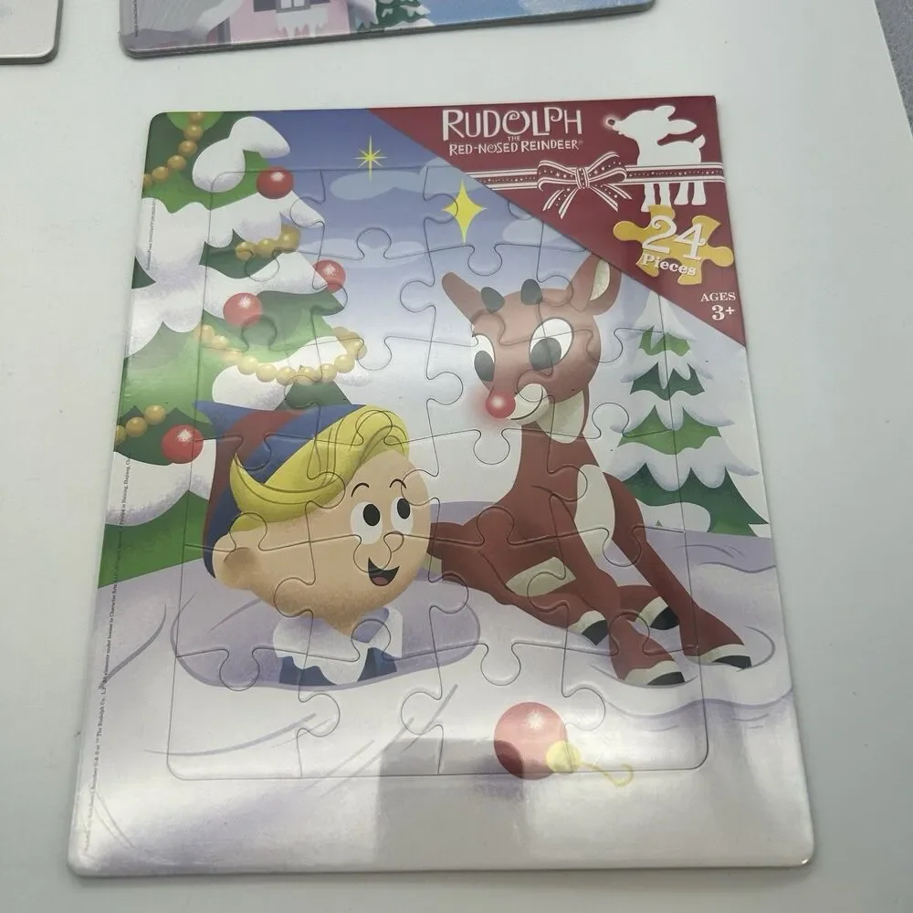 Rudolph Red-Nosed Reindeer 24 Piece Tray Puzzles Lot of 4 Sealed Ages 3+
